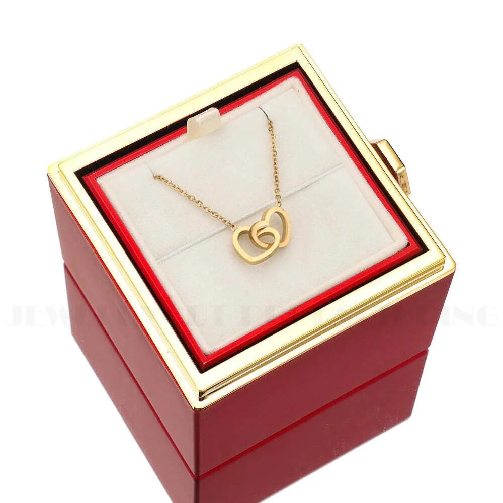 Eternal Rose Necklace Set With Rotating Box