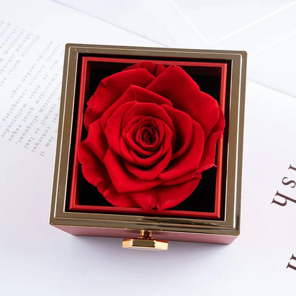 Eternal Rose Necklace Set With Rotating Box