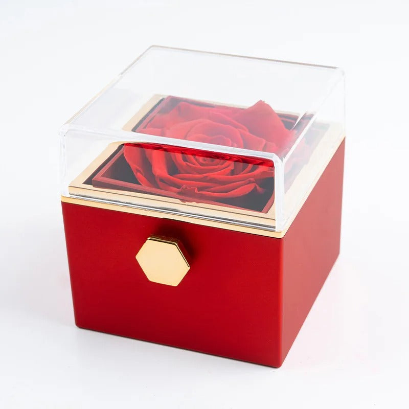 Eternal Rose Necklace Set With Rotating Box